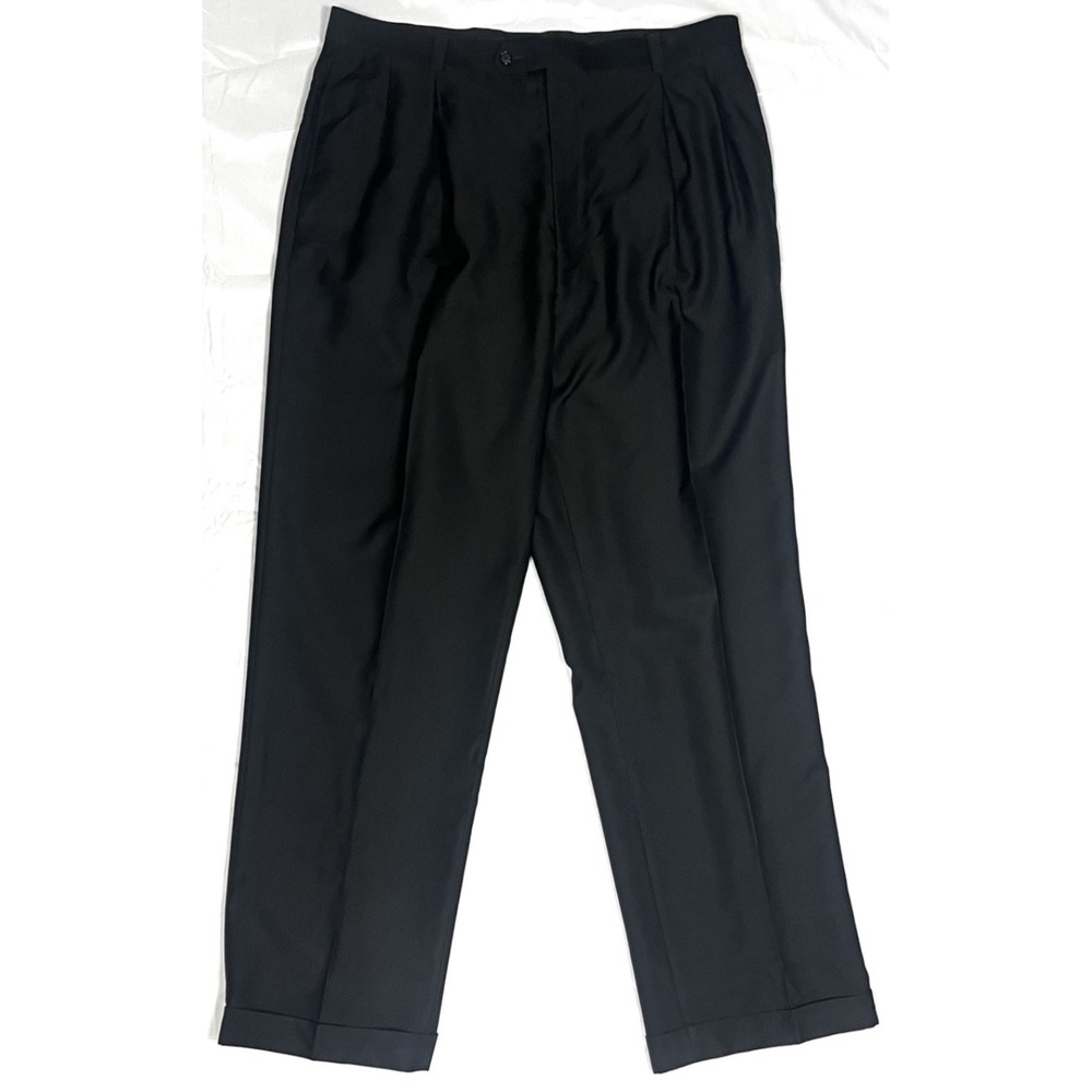 Sean John Fine Tailoring Mens 38X34 Black Pleated Cuffed Dress Pant Hip Hop Y2K